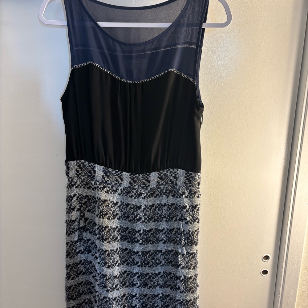 Anthropologie Moulinette Soeurs Carrington Tweed Sheath Navy Blue Dress Size 10